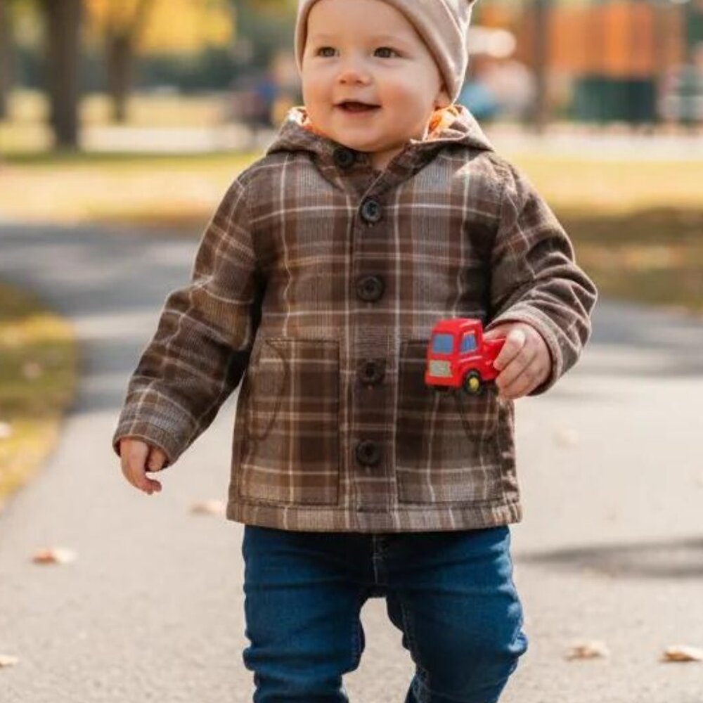 OshKosh Plaid Hooded Jacket size 18 Months